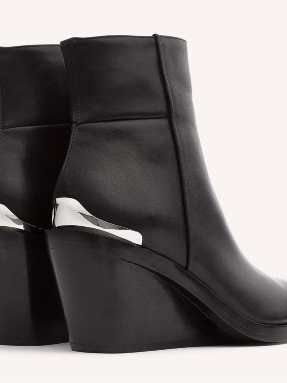 rag & bone Black Leather Wedge Booties